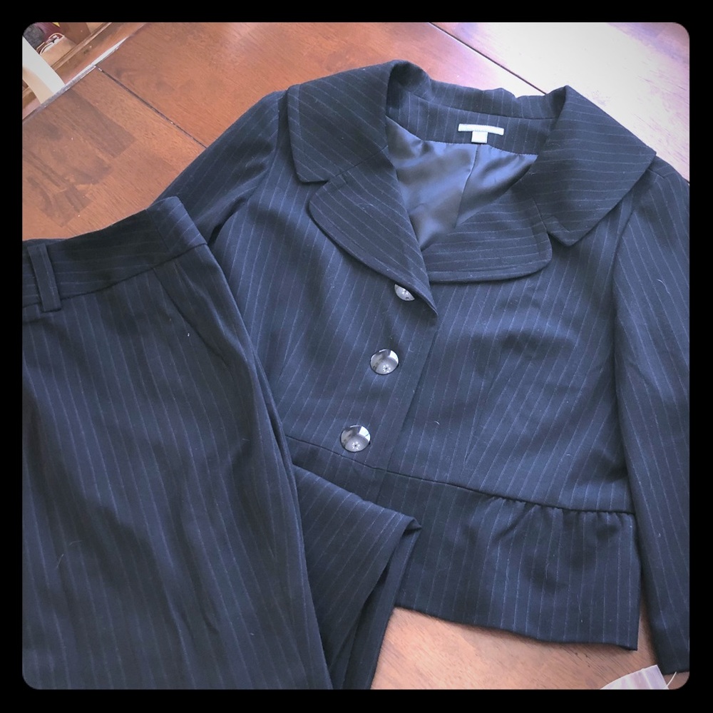 Black petite pinstripe suit